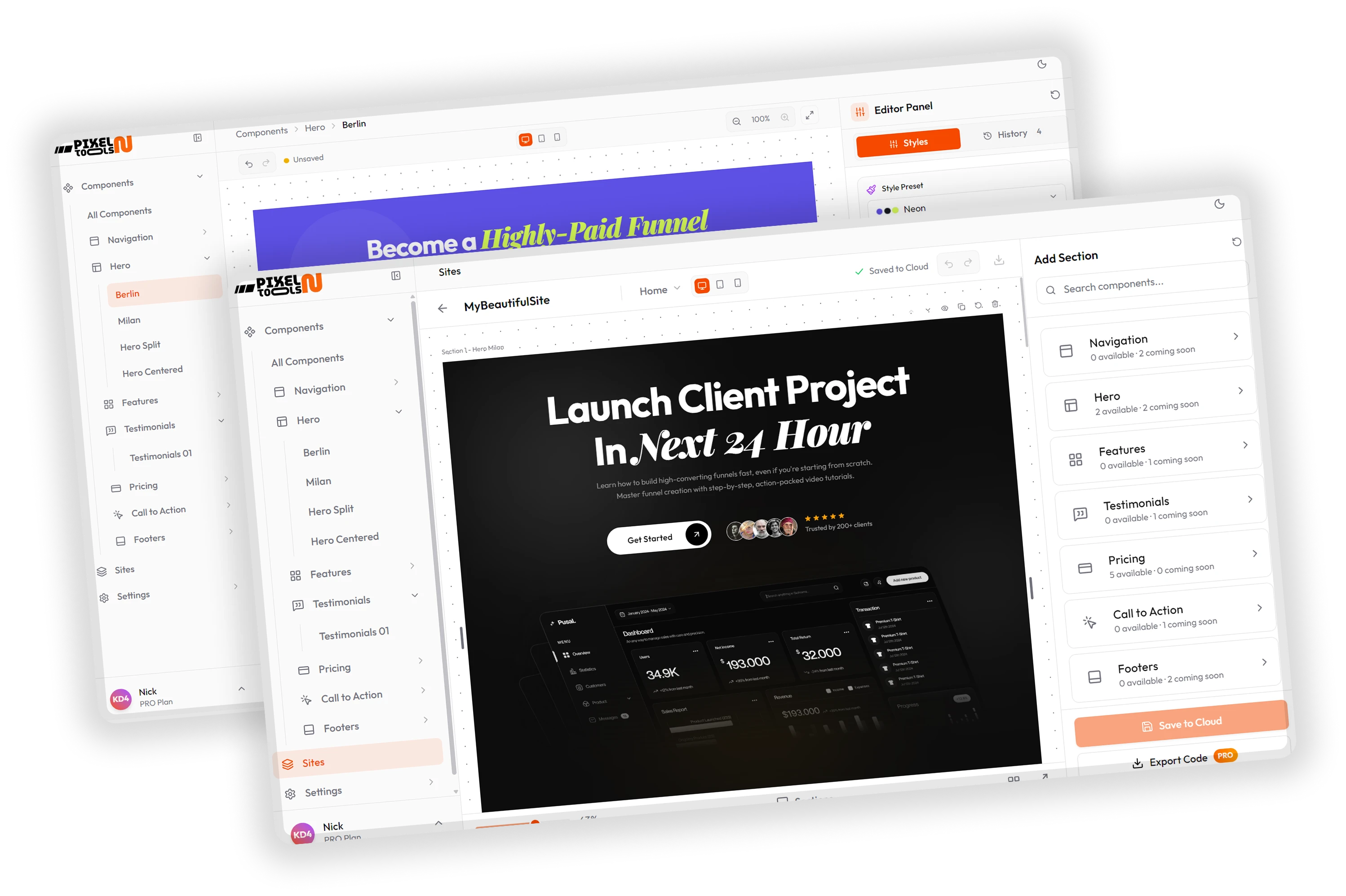 PixelNTools Site & Component Editor